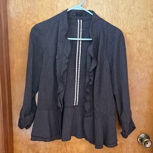 Maurices Women's Brown Heather Ruffle Blazer